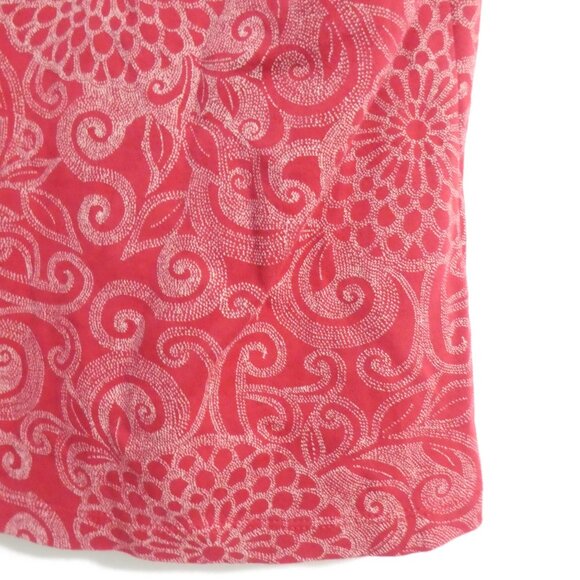 CROFT & BARROW Crewneck | large | Red Floral Short Sleeve Pima Cotton Shirt - Picture 14 of 15